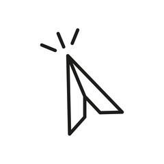 Click computer mouse cursor outline vector icon. Modern, simple flat black illustration for web site or mobile app. Arrow for pc symbol on white background. Used for any platform or purpose. EPS 10