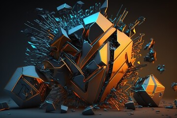 3D rendering. Abstract background concept of cyber security and attack, system crash.