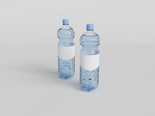 3D rendered water bottle with blank label