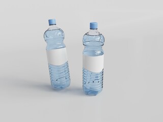 3D rendered water bottle with blank label