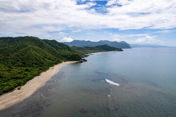 Aerial view of Parane beach and hills, Bima Regency, west nusa tenggara, indonesia