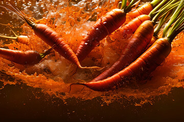 AI generated image of a bunch of carrots tossed with carrot powder.