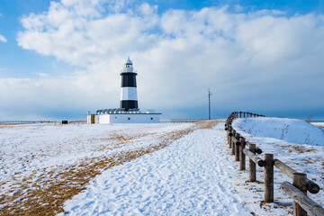 【北海道】冬の網走 能取岬とおし寄せる流氷