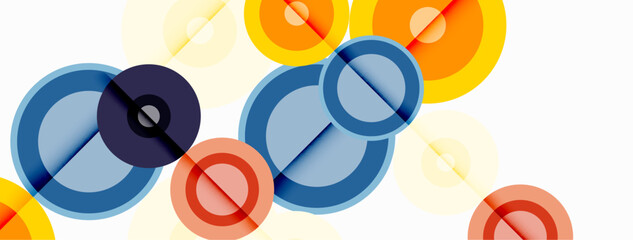 Circles with shadows trendy minimal geometric composition abstract background