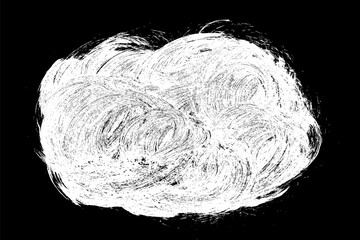 Scribble hand drawn in chalk on black background. Monochrome stain element. Digitally generated image. Vector illustration, Eps 10.