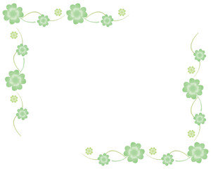 手描き水彩風・四つ葉のクローバーのフレーム