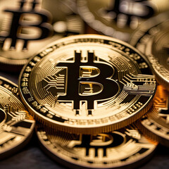 Fototapeta na wymiar golden bitcoin coins