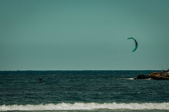kite surfing in the sea