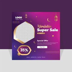 Ramadan super sale social media post banner template design