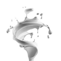 Liquid glossy white paint splash in spiral shape - isolated