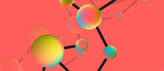 Line points connections geometric landing page background. Fluid circles and spheres with liquid gradients. Vector Illustration For Wallpaper, Banner, Background, Card, Book Illustration, landing page