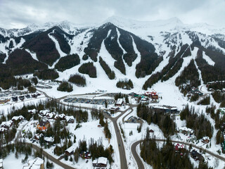 Fernie British Columbia Canada Alpine Ski Resort Mountain Slopes During Winter Day