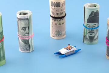 Miniature creative cruise ship runs between various notes