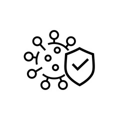 Black single coronavirus line icon, simple corona virus protection flat design vector pictogram, infographic vector for app logo web website button ui ux interface element isolated on white background