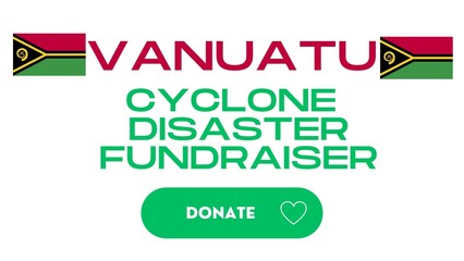 Vanuatu cyclone disaster fundraiser donation. Donate to help cyclone survivors in the island nation of Vanuatu. Illustration