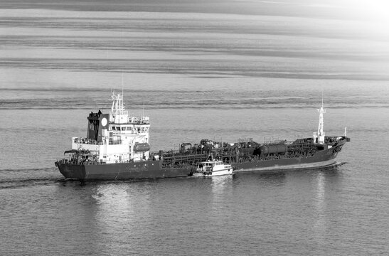 mother ship of the blue sea in soft sunlight