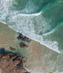 Aerial photography of a beach and rock pools in a tropical destination