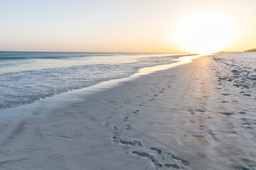 evening white sand beach in Salalah, Sultanate of Oman