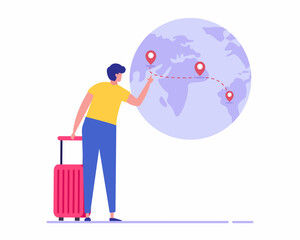 Tourist and traveler with backpack, World travel concept, Moving to other countries.