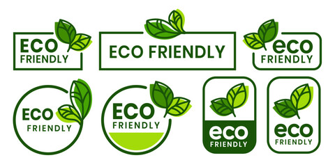 Set of eco friendly icons. Ecologic food stamps. Organic natural food labels.