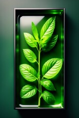 fresh mint leaves with real transparent shadow isolated on transparent background,green leaf on black background