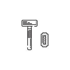 Zero waste reusable razor with blade icon. 