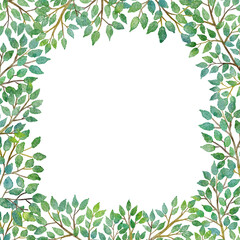 木の葉の水彩画ベクターイラストフレーム背景