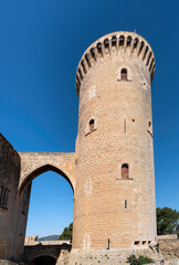 Fototapeta na wymiar Exterior view of the Bellver Castle in Palma de Mallorca - Spain.
