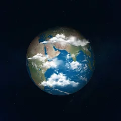 Photo sur Plexiglas Pleine Lune arbre View of Earth Planet at Galaxy