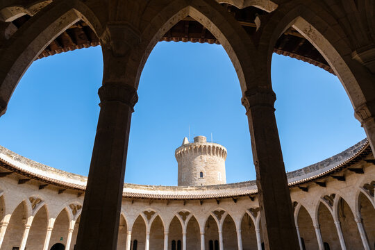 Inside view of the Bellver Castle in Palma de Mallorca - Spain.