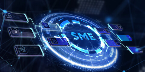 Business, technology, internet and network concept. Virtual screen of the future and sees the inscription: SME. 3d illustration