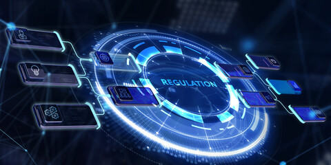 Business, Technology, Internet and network concept. Regulation Compliance Rules Law Standard.  3d illustration