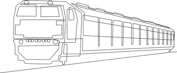 One continuous line drawing of a train, transportation accommodation minimalist concept, public Accommodation, traditional accommodation, simple line, vector illustration.