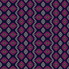 Geometric ethnic pattern traditional Design for background, carpet, wallpaper, clothing, wrapping, Batik, fabric, sarong, Vector illustration embroidery style.