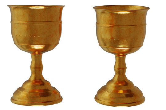 Old copper chalice on transparent background. 3D Render