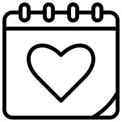 valentine day calendar outline icon