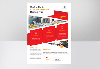 Flyer with Geometric Shapes Element and Red Accents
