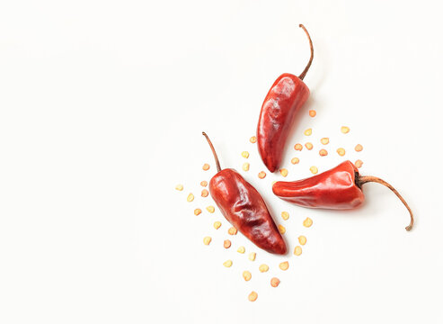 dried chili called chile coste&ntilde;o or bande&ntilde;o with copy space