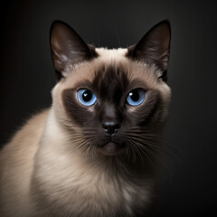 Siamese cat in the studio, close up. - generative ai