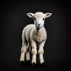Fototapeta premium baby sheep in the studio looking at the camera - generative ai