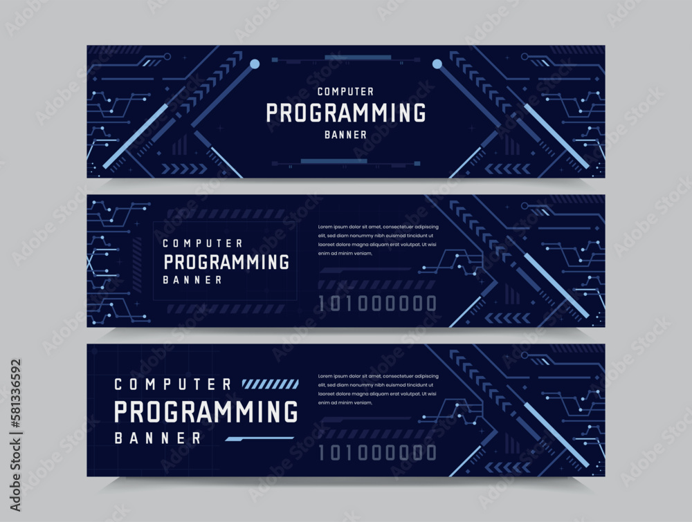 Wall mural computer programming banner design, banner design for software, vector i