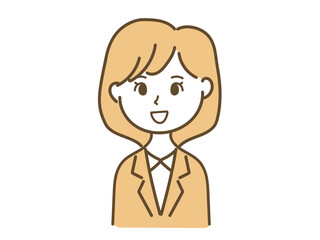 にっこりと微笑むスーツ女性会社員_笑顔