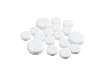 White therapeutic pills or drugs for treatment, isolated on transparent background, medicine and...