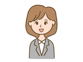 にっこりと微笑むスーツ女性会社員_カラー