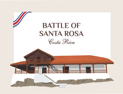 VECTORS. Editable banner for the Battle of Santa Rosa, held at "La Casona" (big house or large country estate) in Guanacaste, Costa Rica. Flat colors.