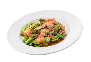 Fried Parkia wth shrimp and source transparent png