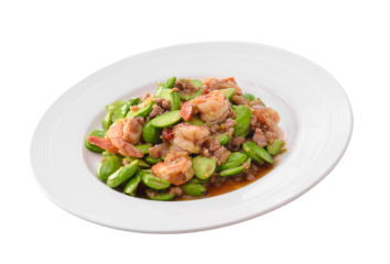 Fried Parkia wth shrimp and source transparent png