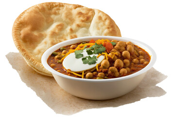 Chole Bhature on isolated transparent background, png. Generative AI
