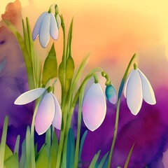 Spring background with flowers, soft light, gentle tones, watercolor