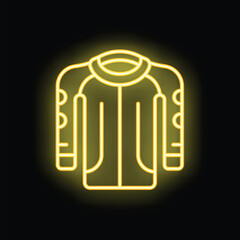 Fashion jacket icon outline vector. Biker uniform. Leather jacket neon color isolated on black